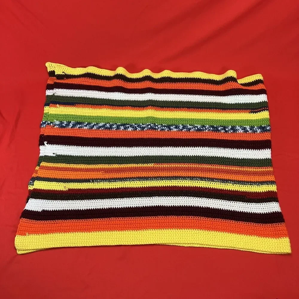 Vintage Granny Crochet Table Runner / Sofa‎ Throw Handmade Multicolor 65x25